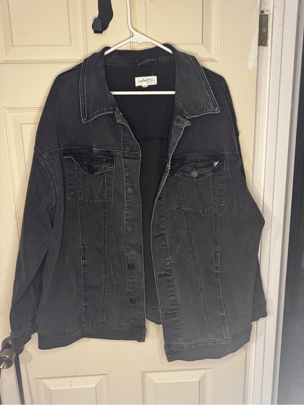 CJLA Black Mineral-wash Oversized Denim Jacket - XXL